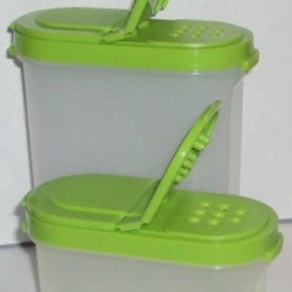 Tupperware Green Modular Mate Spice Containers Salt Pepper Shakers Large & Small - Picture 2 of 5